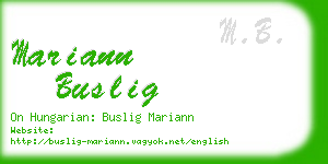 mariann buslig business card